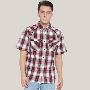 Harley-Davidson Plaid Red Black Button Down XL | Western Americana Biker Shirt